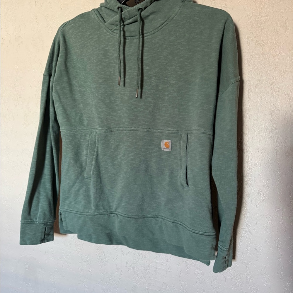 Carhartt Olive Green Hoodie Relaxed Fit Sweatshirt